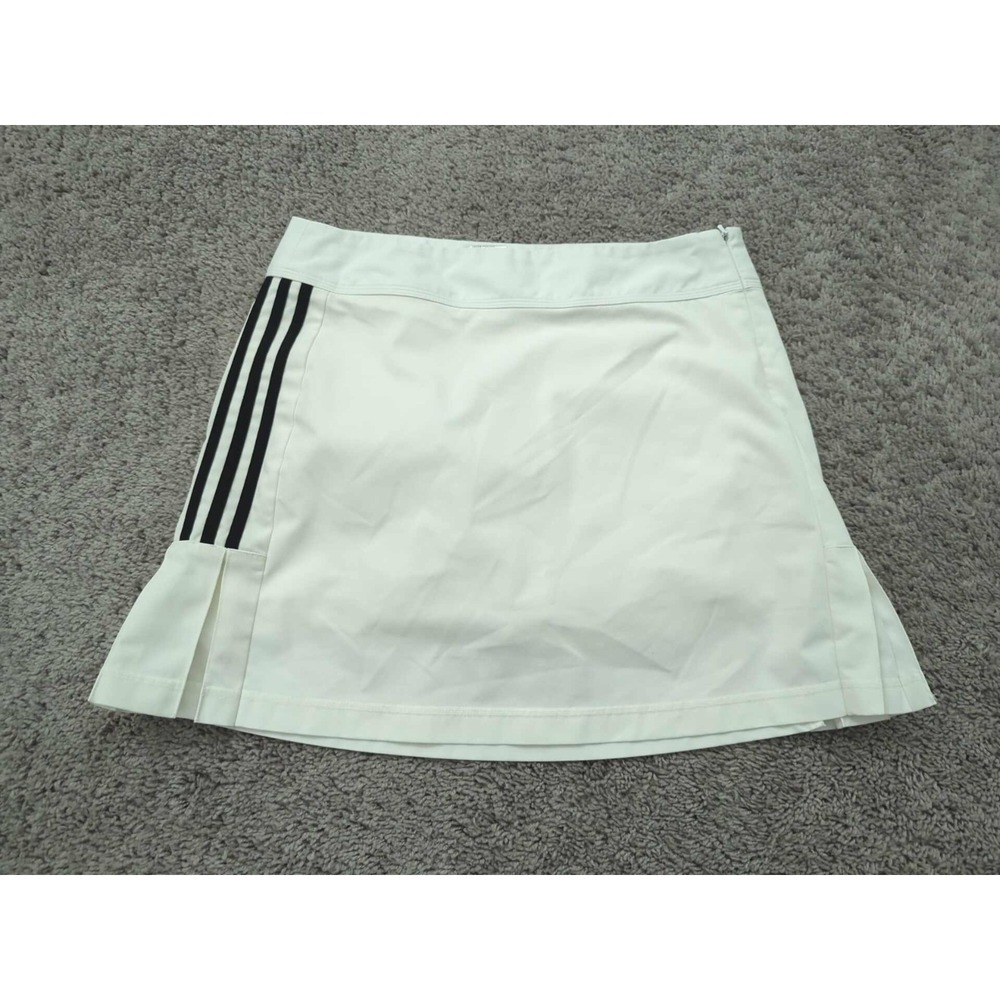 Adidas Skort Womens 8 White Logo Stretch Zip ClimaCool Tennis Golf Athletic
